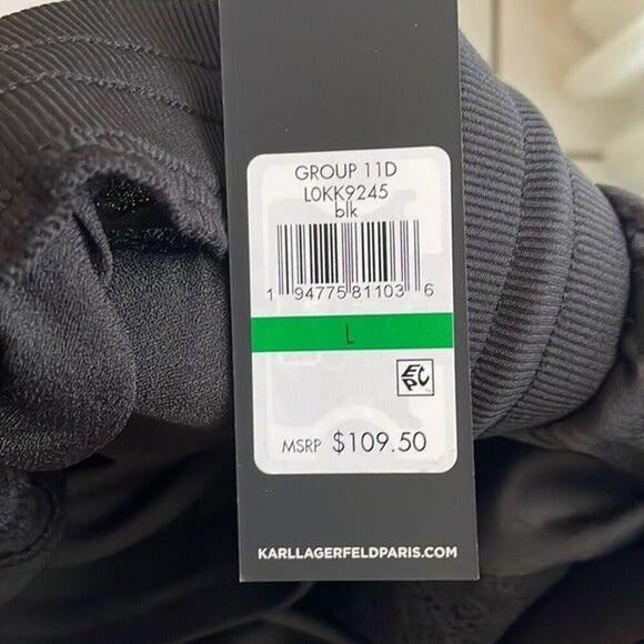 Karl Lagerfeld Satin Joggers Lace Trim Crepe Back Drawstring Waist Pants M - Picture 4 of 6